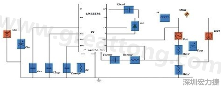 參考圖1的電流通路：把FET在導(dǎo)通狀態(tài)下流經(jīng)的通路標(biāo)記為紅色；把FET在關(guān)斷狀態(tài)下的迴路標(biāo)記為綠色。